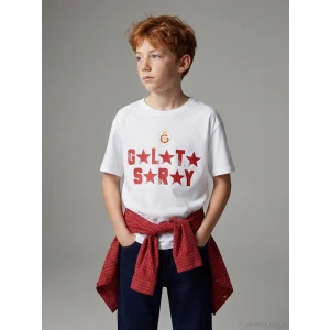 LCW Kids Beyaz Galatasaray Baskılı Erkek Çocuk Tişört