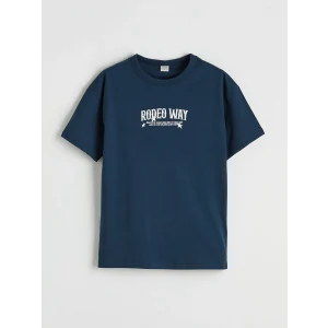 LCW Kids Petrol Bisiklet Yaka Baskılı Erkek Çocuk Tişört