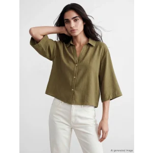 LCW Vision Haki Oversize Kadın Gömlek