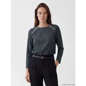 LCW Grace Antrasit Bisiklet Yaka Kadın Tişört