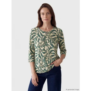 LCW Grace Yeşil Bisiklet Yaka Desenli Bluz