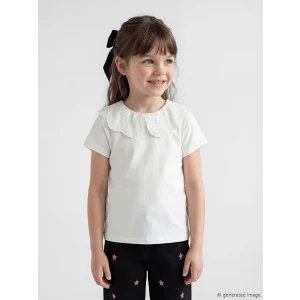 LCW Kids Ekru Bebe Yaka Kız Çocuk Tişört