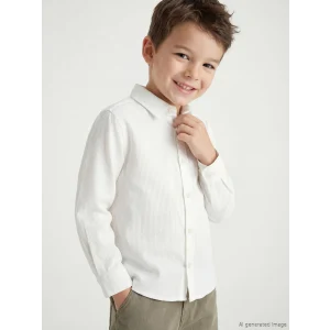 LCW Kids Beyaz Çizgili Erkek Çocuk Gömlek