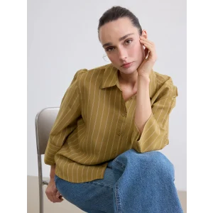 LCW EVERYDAY Haki Çizgili Poplin Kadın Gömlek