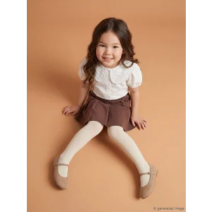 LCW Kids Kahverengi Kız Çocuk Şort Etek ve Külotlu Çorap