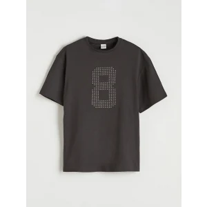 LCW Kids Antrasit Taşlı Kız Çocuk Tişört