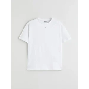 LCW Kids Beyaz Bisiklet Yaka Kız Çocuk Tişört