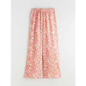 LCW Kids Ekru Beli Lastikli Desenli Kız Çocuk Pantolon