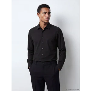 LCW BUSINESS Siyah Slim Fit Armürlü Erkek Gömlek