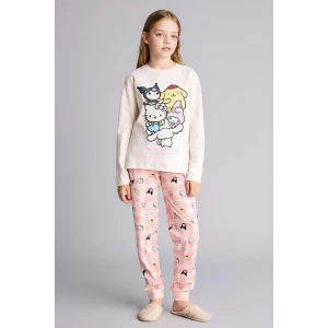 Defacto H1070A8ER100 Ekru Hello Kıtty 2li Pijama Takımı Kız Çocuk
