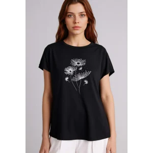 Defacto H1453AXBK81 Siyah Bisiklet Yaka Taş Baskılı Kısa Kollu Tişört