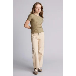 Defacto G0603A8ER41 Ekru 90s Wıde Leg Gabardin Pantolon Kız Çocuk