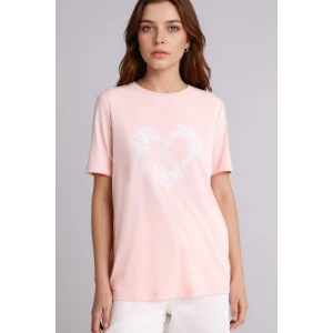 Defacto H1435AXPN681 Pembe Regular Fıt Bisiklet Yaka Çiçekli Kısa Kollu Tişört