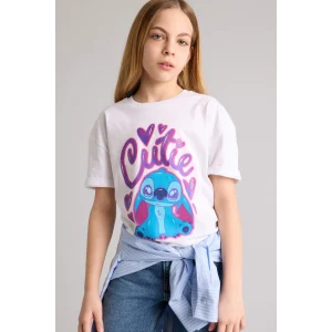 Defacto G8184A8WT34 Beyaz Dısney Lılo & Stıtch Tişört Kız Çocuk