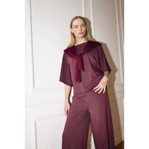 Defacto G9274AXBN277 Bordo Kayık Yaka Yarım Kollu Tişört