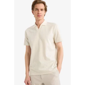 Defacto F9861AXBG776 Bej Regular Fıt Polo Yaka Kısa Kollu Polo Tişört