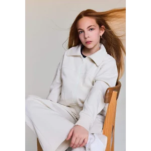 Defacto G6822A8ER117 Ekru Fermuarlı Hırka Kız Çocuk