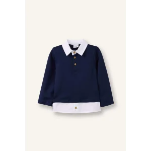 Defacto D9334A5NV31 Lacivert Gömlek Yaka Tişört Erkek Bebek