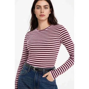 Defacto G8089AXPN74 Pembe Loose Fıt Kayık Yaka Ribana Uzun Kollu Tişört