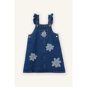 Defacto G8152A5NM34 Mavi Nakışlı Salopet Jean Elbise Kız Bebek