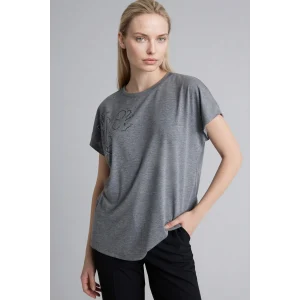 Defacto H1456AXAR166 Antrasit Bisiklet Yaka Taş Baskılı Kısa Kollu Tişört