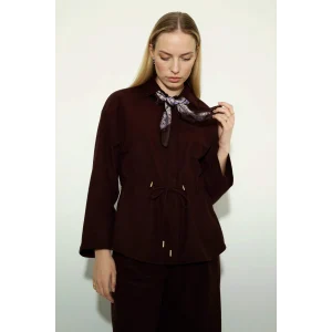 Defacto G7420AXBN328 Kahve Regular Fit Beli Lastikli Süet Uzun Kollu Gömlek