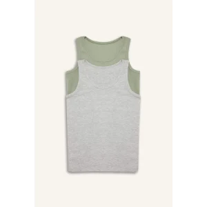 Defacto G8442A8GN425 Yeşil %100 Pamuklu 2li Atlet Erkek Çocuk