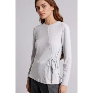 Defacto H1204AXGR210 Gri Relax Fıt Bisiklet Yaka Uzun Kollu Tişört