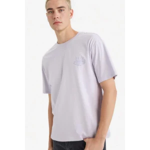 Defacto G0513AXPR307 Mor %100 Pamuk Boxy Fit Baskılı Tişört