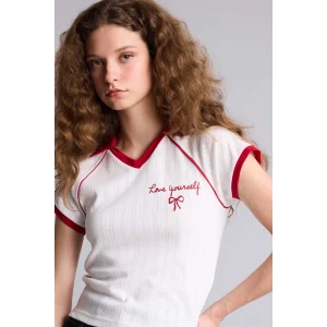 Defacto G2479AXWT32 Beyaz Fıtted Baskılı Kısa Kollu Tişört