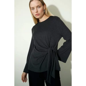 Defacto G2798AXAR169 Antrasit Regular Fit Bağlamalı Tişört