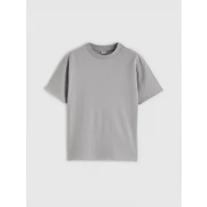 LCW Kids Gri Bisiklet Yaka Basic Erkek Çocuk Tişört