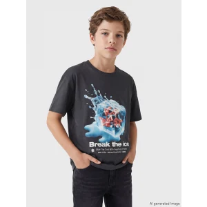 LCW Kids Antrasit New York Baskılı Erkek Çocuk Tişört