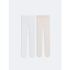 LCW baby Ekru Puantiyeli İnce Kız Bebek Külotlu Çorap 2li