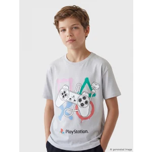 LCW Kids Gri Bisiklet Yaka PlayStation Baskılı Erkek Çocuk Tişört