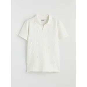 LCW Kids Ekru Polo Yaka Dokulu Erkek Çocuk Tişört