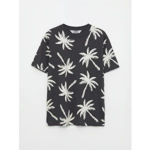 LCW Kids Antrasit Palmiye Desenli Erkek Çocuk Tişört
