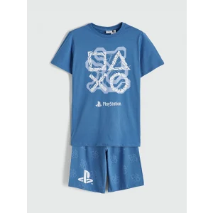 LCW Kids Mavi Erkek Çocuk PlayStation Baskılı Şortlu Pijama Takımı
