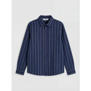 LCW Kids Lacivert Çizgili Erkek Çocuk Gömlek