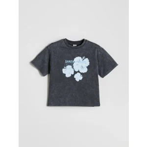 LCW Kids Mavi Bisiklet Yaka Çiçekli Kız Çocuk Tişört