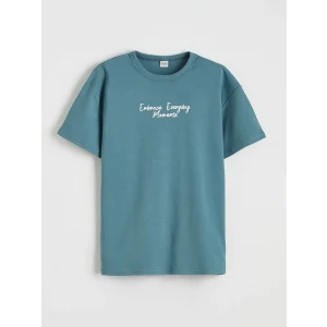 LCW Kids Yeşil Yazı Baskılı Erkek Çocuk Tişört