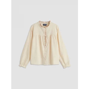 LCW Kids Ekru Fırfırlı Hakim Yaka Kız Çocuk Gömlek