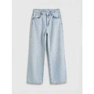 LCW Kids Mavi Wideleg Fiyonk Nakışlı Kız Çocuk Jean Pantolon