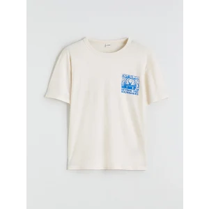 LCW Kids Bej Baskılı Erkek Çocuk Tişört