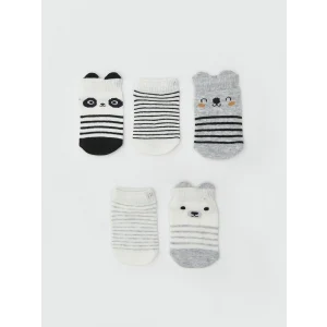 LCW baby Ekru Desenli Erkek Bebek Patik Çorap 5li
