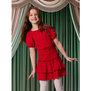 LCW Kids Kırmızı Kare Yaka Dokulu Kız Çocuk Crop Bluz