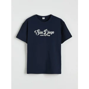LCW Kids Lacivert Bisiklet Yaka San Diego Baskılı Erkek Çocuk Tişört