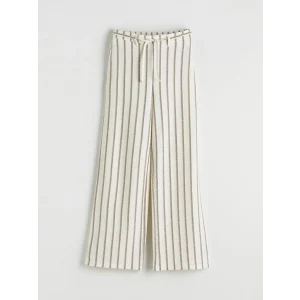 LCW Kids Kahverengi Çizgili Geniş Paça Kız Çocuk Pantolon