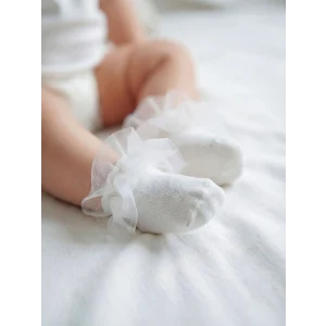 LCW baby Beyaz Dantel Detaylı Kız Bebek Patik Çorap