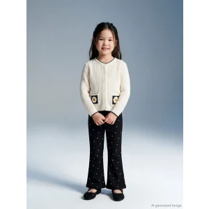 LCW Kids Siyah İspanyol Paça Kız Çocuk Fitilli Tayt